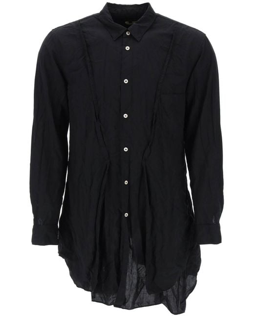 Maxi camisa con dobladillo asimétrico Comme des Garçons de hombre de color Black