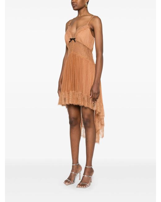 Self-Portrait Mesh Mini-Jurk Met Stippen in het Orange