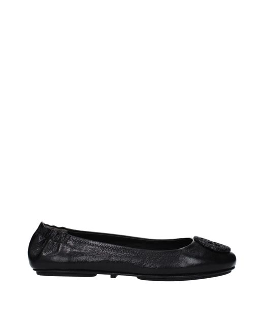 Tory Burch Black Minnie Travel Ballerina Leather