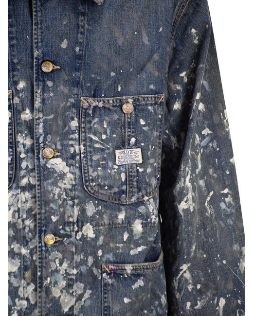 Polo Ralph Lauren Blue Limited Edition Hand Painted Jacket for men