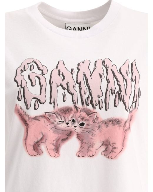 T-shirt "Cats" Ganni en coloris Pink