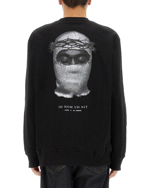 Ih Nom Uh Nit Black Crown Mask Print Sweatshirt for men