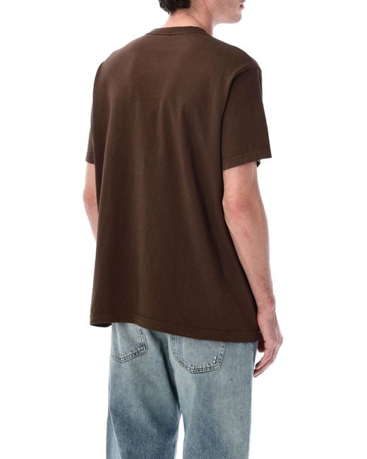 Sporty & Rich Brown Sporty & Rich H&W Crest Cotton T-Shirt for men