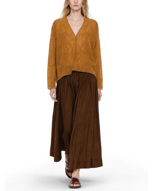 Uma Wang Brown High Waist Midi Skirt