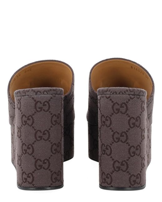Gucci Brown Logo Wedges