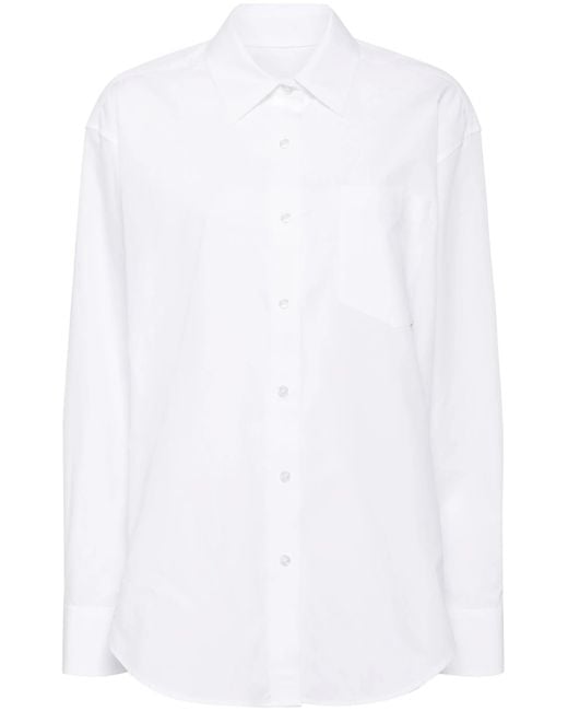 Alexander Wang White Boyfriend Shirt With Logo Flag Tag