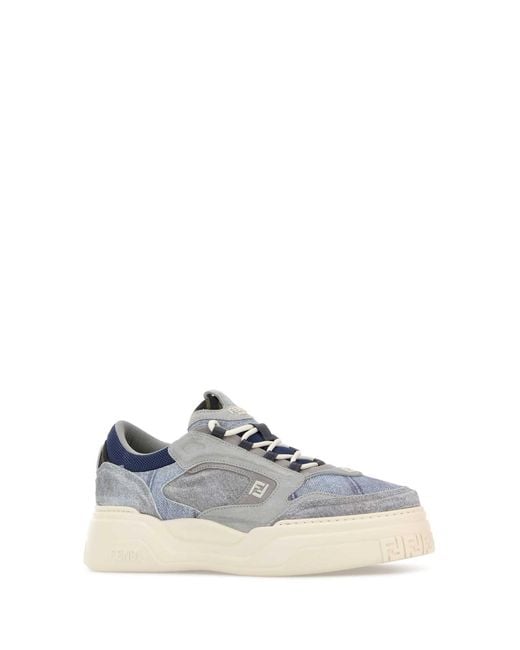 Fendi White Denim Force Sneakers for men