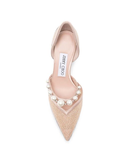 Jimmy Choo Natural Aurelie Glittered Pumps