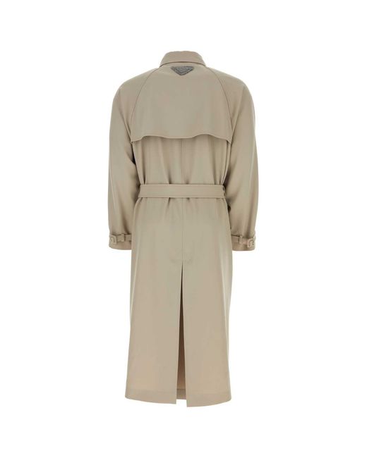 Prada Natural Cappuccino Gabardine Trench Coat for men