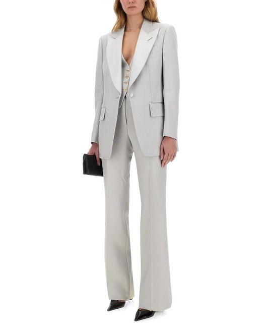 Tom Ford Gray Wide Leg Tuxedo Tailored Pants