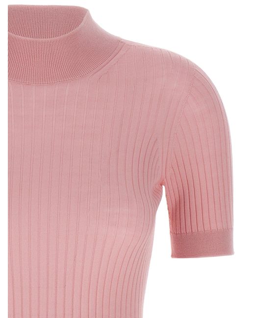 Versace Pink Gerippter Wollpullover