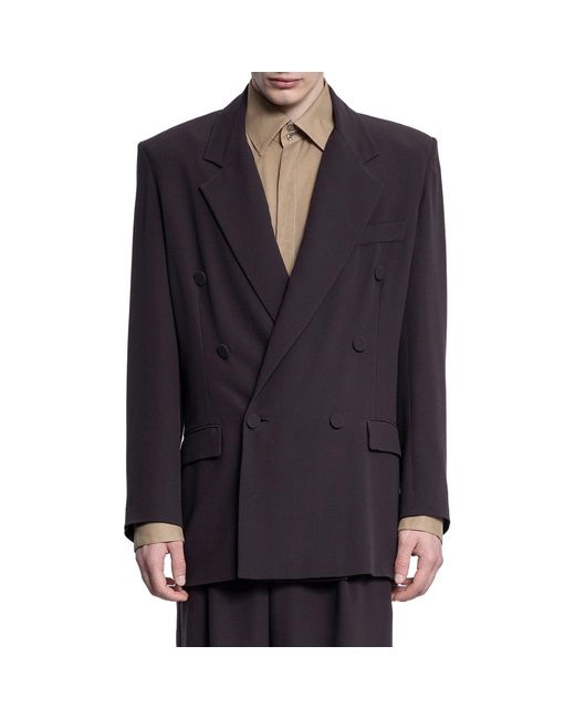 Saint Laurent Brown Double-Breasted Silk-Crepe Blazer for men