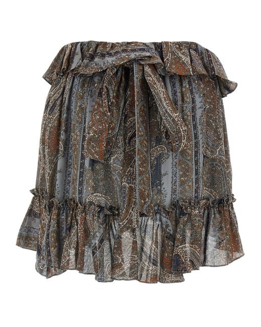 Saint Laurent Gray All Over Print Skirt