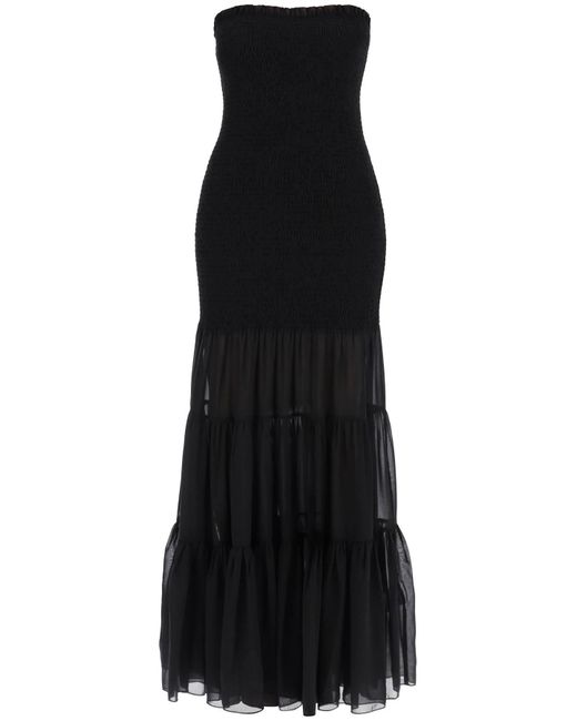 ROTATE BIRGER CHRISTENSEN Roteer Maxi Chiffon -jurk Met Semi Transparant R in het Black