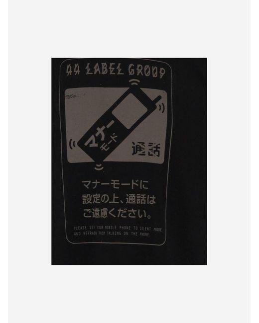 44 Label Group Black Printed Cotton T Shirt