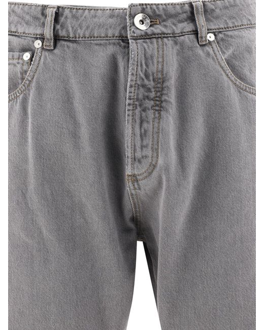 Brunello Cucinelli Grayscale Denim Jeans voor heren