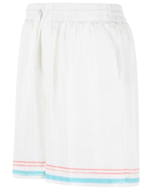 Casablanca White 'Dance Joy' Silk Twill Shorts for men