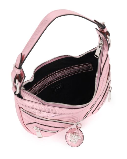Metallic Leder 'Repeat' Hobo -Tasche Versace en coloris Pink
