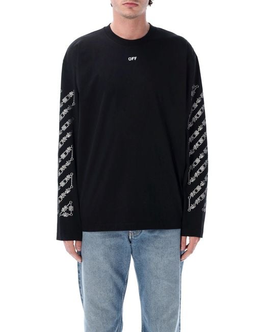 Off-White c/o Virgil Abloh Black Chain Araldic Arrow Long Sleeved T-Shirt