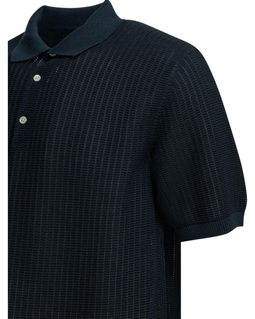 Beams Plus Black Paper Polyester Nylon Spandex Washi Yarn Polo Shirt