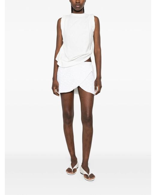 Oseree White Paillettes Skirt