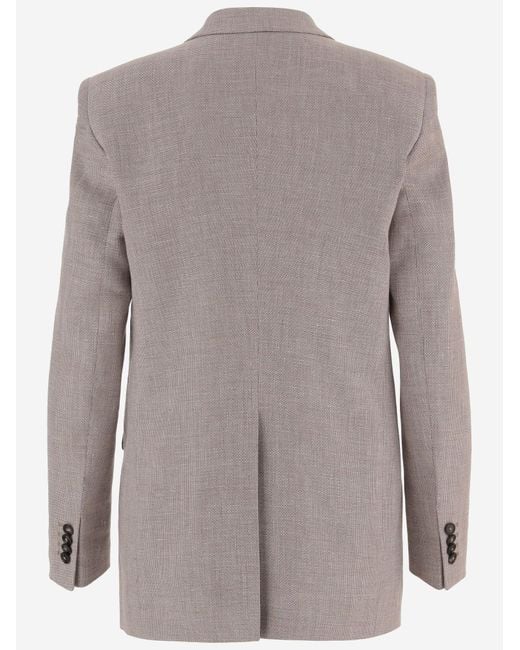 Tagliatore Gray Jacket Double-Breasted Linen-Cotton