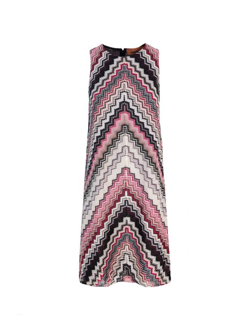 Mini Abito A Trapezio Con Motivo Zig Zag Seghettato Lamé Missoni de color Purple