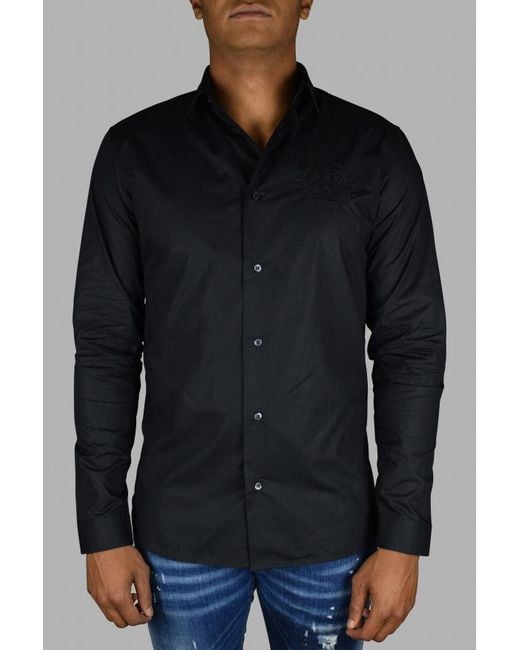 Philipp Plein Blue Cut Ls Skull Shirt for men