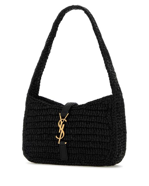 Saint Laurent Black Raffia Mini Le 5 Ãâ 7 Handbag