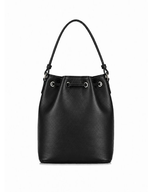 LA ROSE Black Leather Satchel Bag
