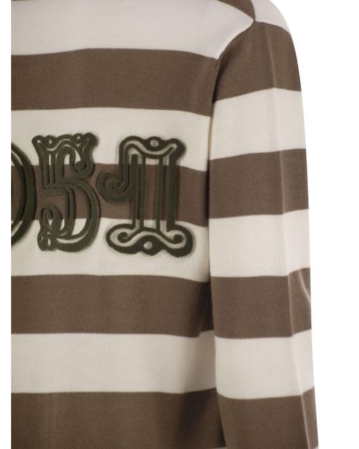 Max Mara Multicolor 'Fiemme' Cardigan With Rear Embroidery And All-Over Striped Motif