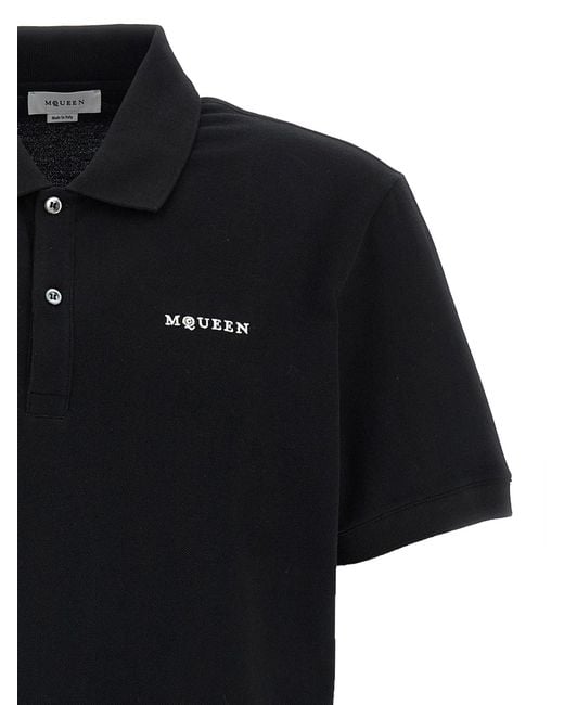 Alexander McQueen Black Logo Embroidery Polo Shirt