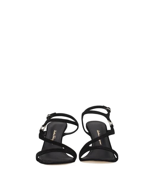 Ferragamo Black Jille Sandals Suede
