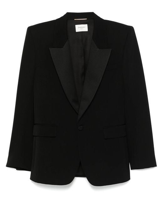 Saint Laurent Black Grain De Poudre Tuxedo Jacket