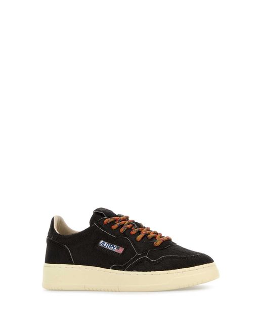 Autry Black Dark Brown Calf Hair Medalist Sneakers