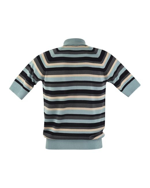 PT Torino Green Cotton And Viscose Polo Shirt for men