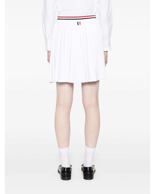 Thom Browne White Rwb Stripe Pleated Miniskirt