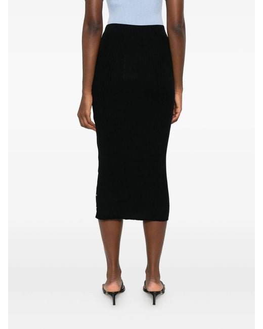 Courreges Black Multi Snap Light Rib Skirt Clothing