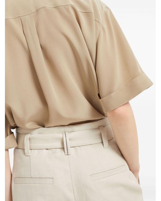 Brunello Cucinelli White Canvas Trousers With Shiny Details