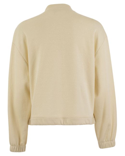 Peserico Natural Baumwoll- und Leinen -Sweatshirt mit Reißverschluss