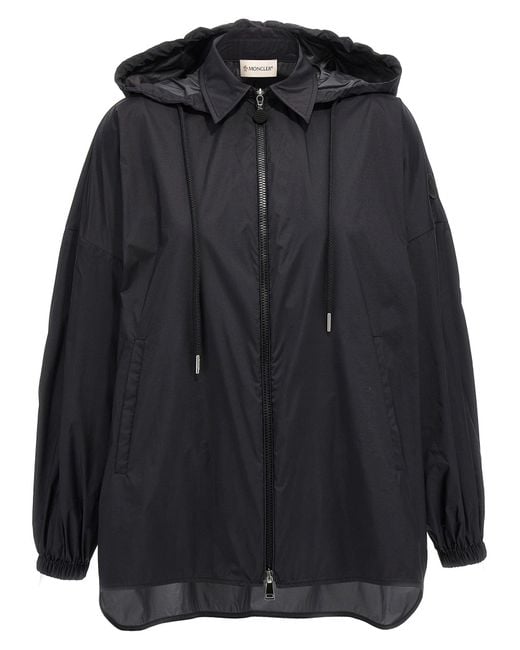 Moncler Black Ruffled Windbreaker With Removable Hood