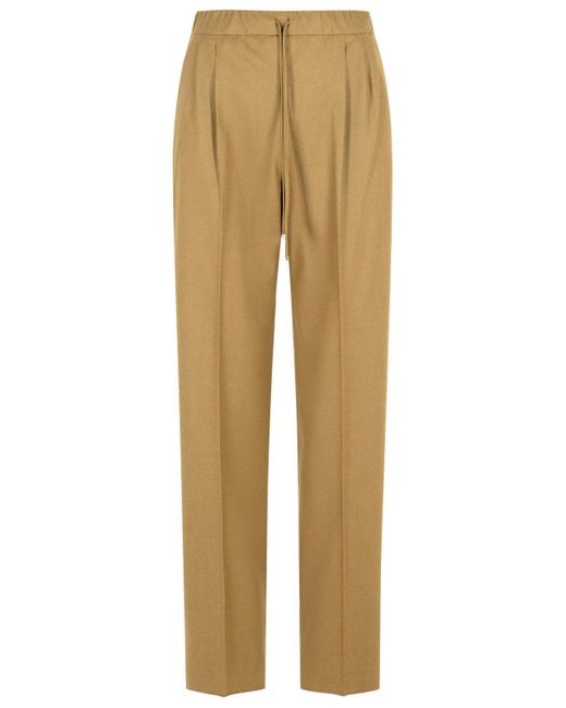 Max Mara Natural 'Gatti' Dove- Cashmere Drawstring Pants