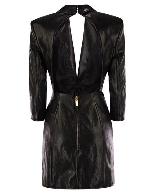 Elisabetta Franchi Black Craquelé Dress With Lapels
