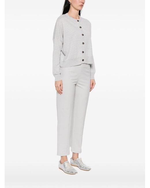 Base London White Linen And Cotton Blend Cardigan