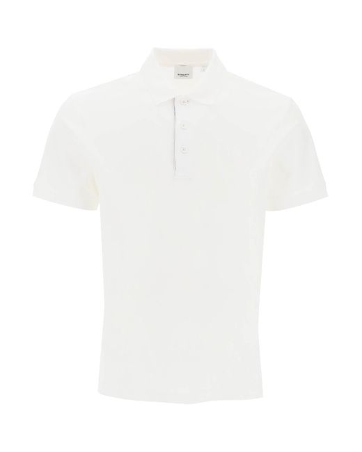 Burberry Eddie Organic Pique Polo Shirt in het White voor heren