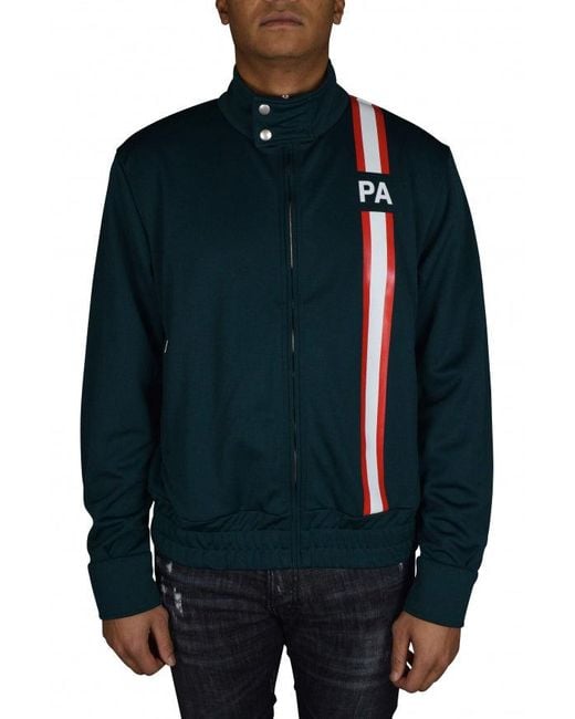 Palm Angels Blue Striped Polyester Zip-Up Vest for men