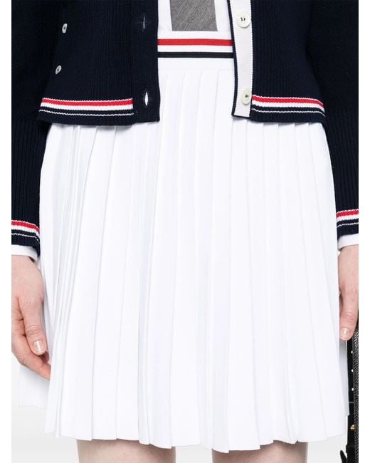 Thom Browne White Rwb Stripe Pleated Miniskirt