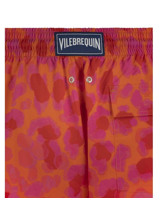 Vilebrequin Red Stretch Beach Shorts With Patterned Print