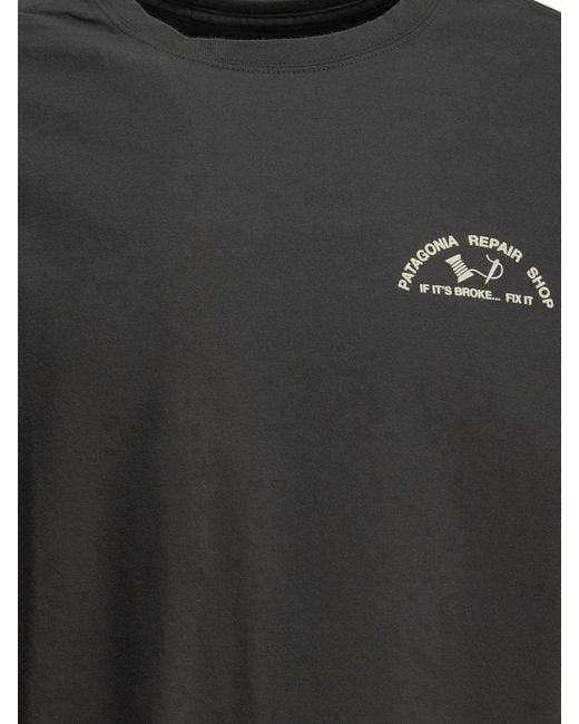 Patagonia Black "Repair Shop" Crewneck T Shirt