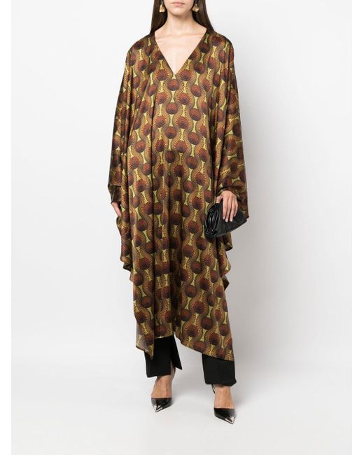 OZWALD BOATENG Natural Printed Silk Kaftan